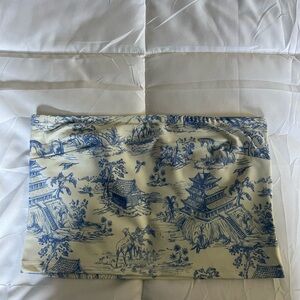 Blue and Cream Toile Print Fabric